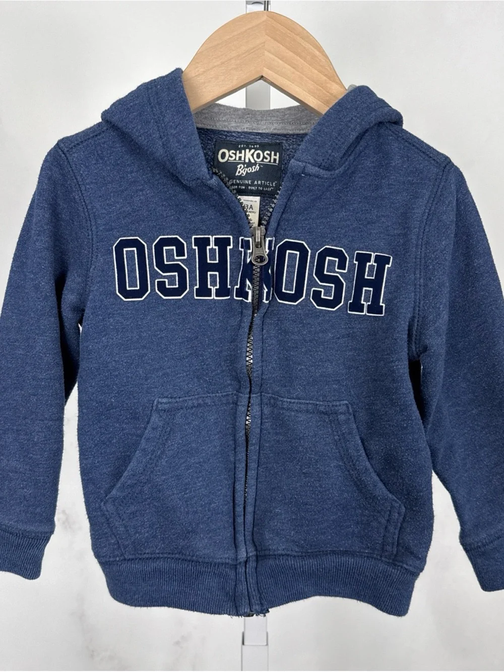 OshKosh B'Gosh Boys Size 3T/3A Full Zip Logo Blue Hoodie